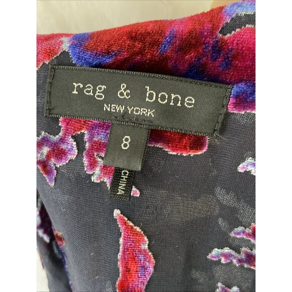 Rag & Bone Womens Eloise Burnout Velvet Mini Dress Sz 8 Goth Floral Evening - Picture 7 of 10